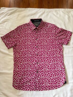 Ted Baker Pink Floral Short-Sleeve Button-Down Shirt